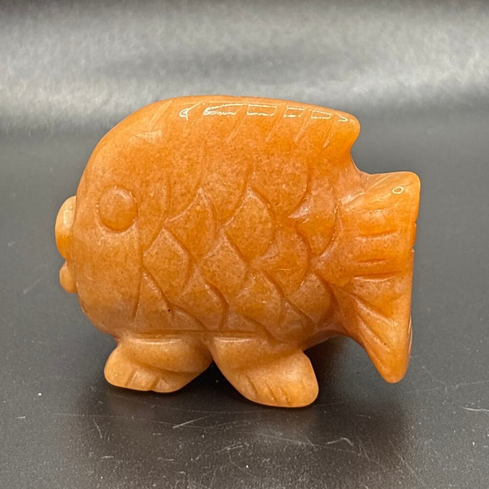 Cute Strawberry Quartz Crystal Kissing Fish Carving!